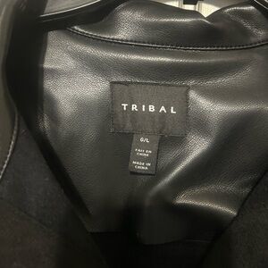 Tribal Black Leather Outerwear